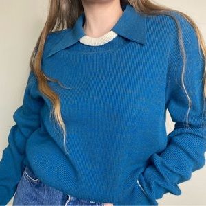 Vintage blue collared sweater